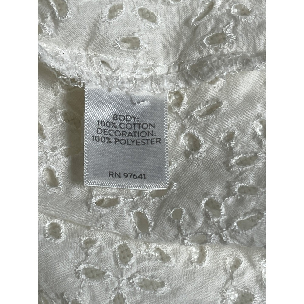 J Jill Small White Eyelet Lace Cotton Boho Blouse - Picture 6 of 8